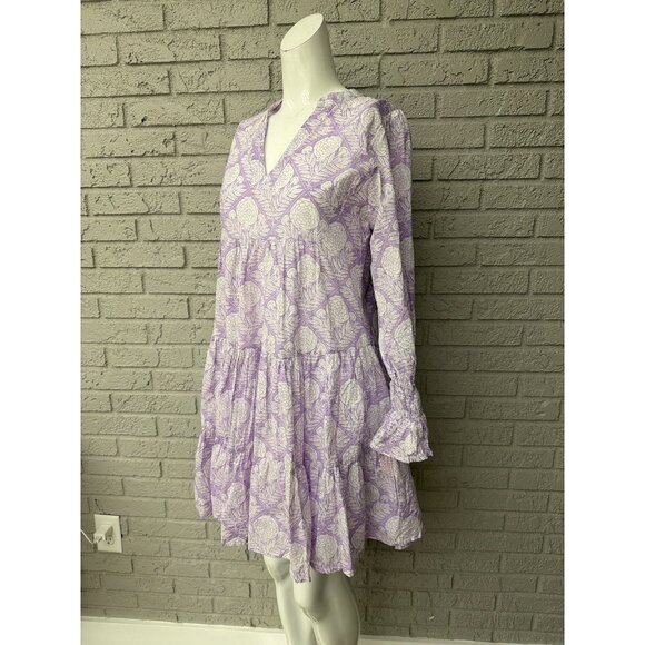 Just Darviny Lilac Hydrangea Floral Print Long Sleeve A-Line Dress Size S - Picture 6 of 8